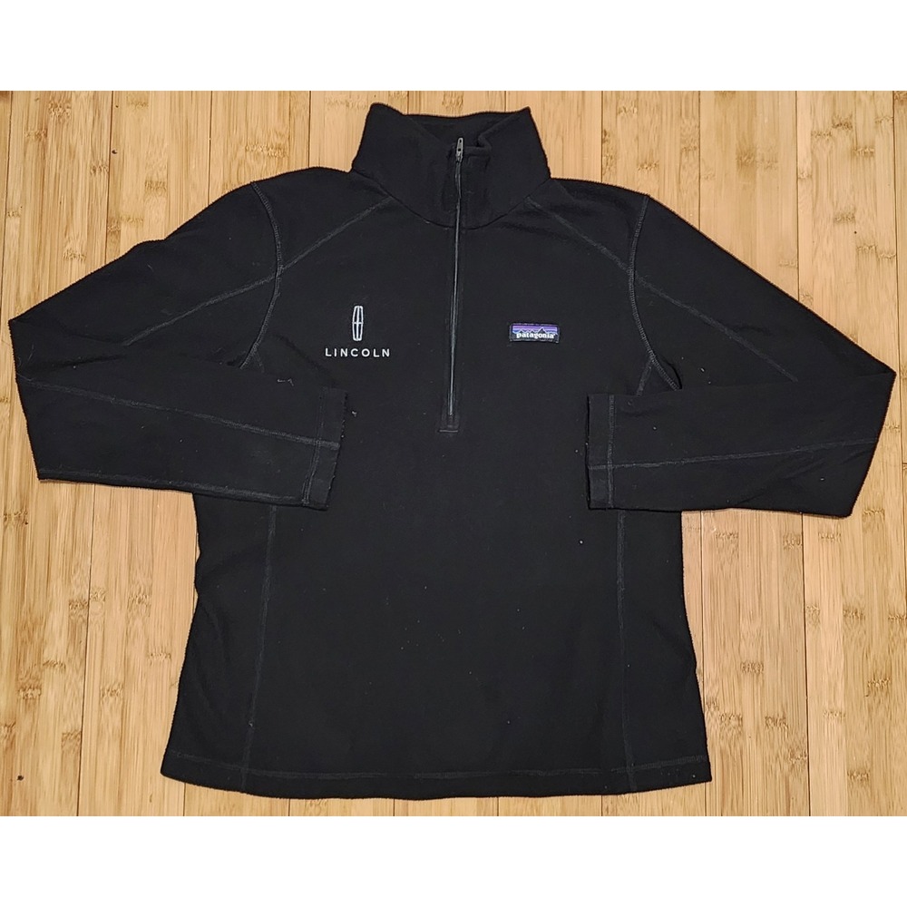 Patagonia Micro D Fleece Lincoln Car Pullover Womens M Black 1/4 Zip 26278